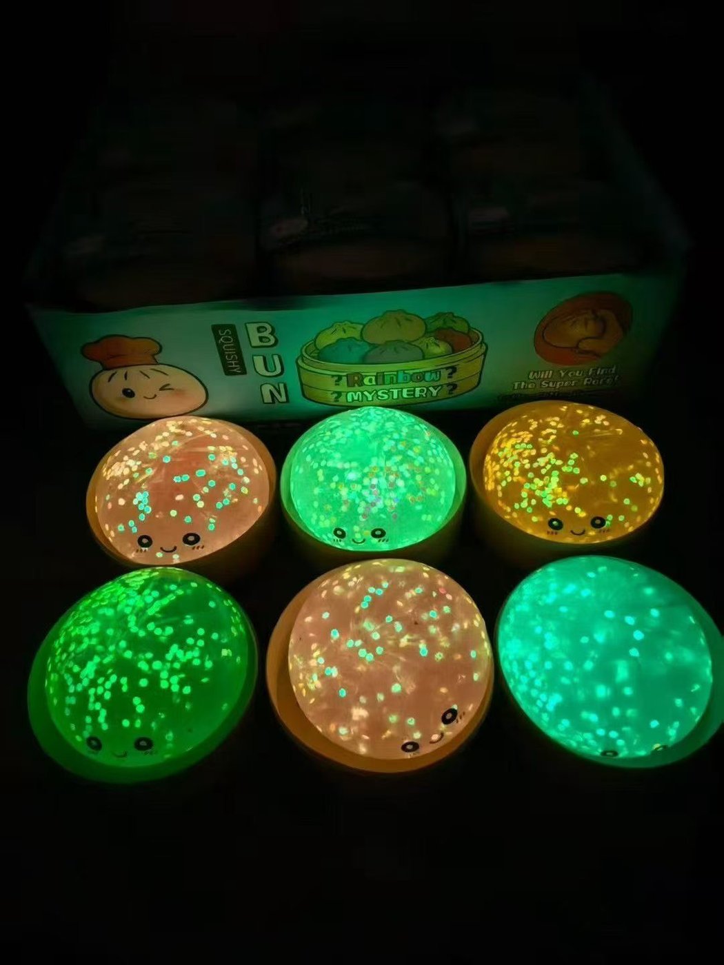 Glow-in-dark mystery bun squishies
