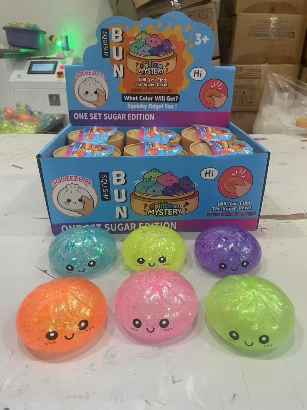 Rainbow mystery bun squishies